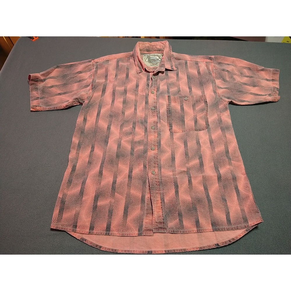 Pier Connection Shirt Men S Pink/Black Geometric Fade Grung Skater Short Sleeve‎